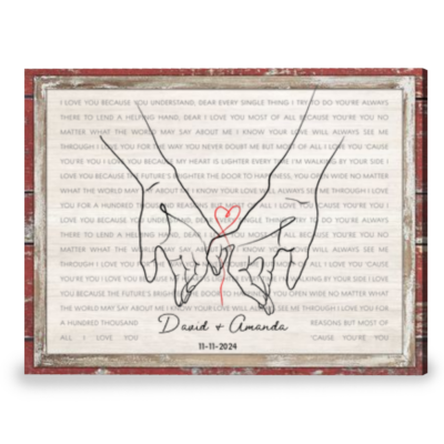 Sentimental Couple Gift for Valentine Custom Lyric Song Canvas Print