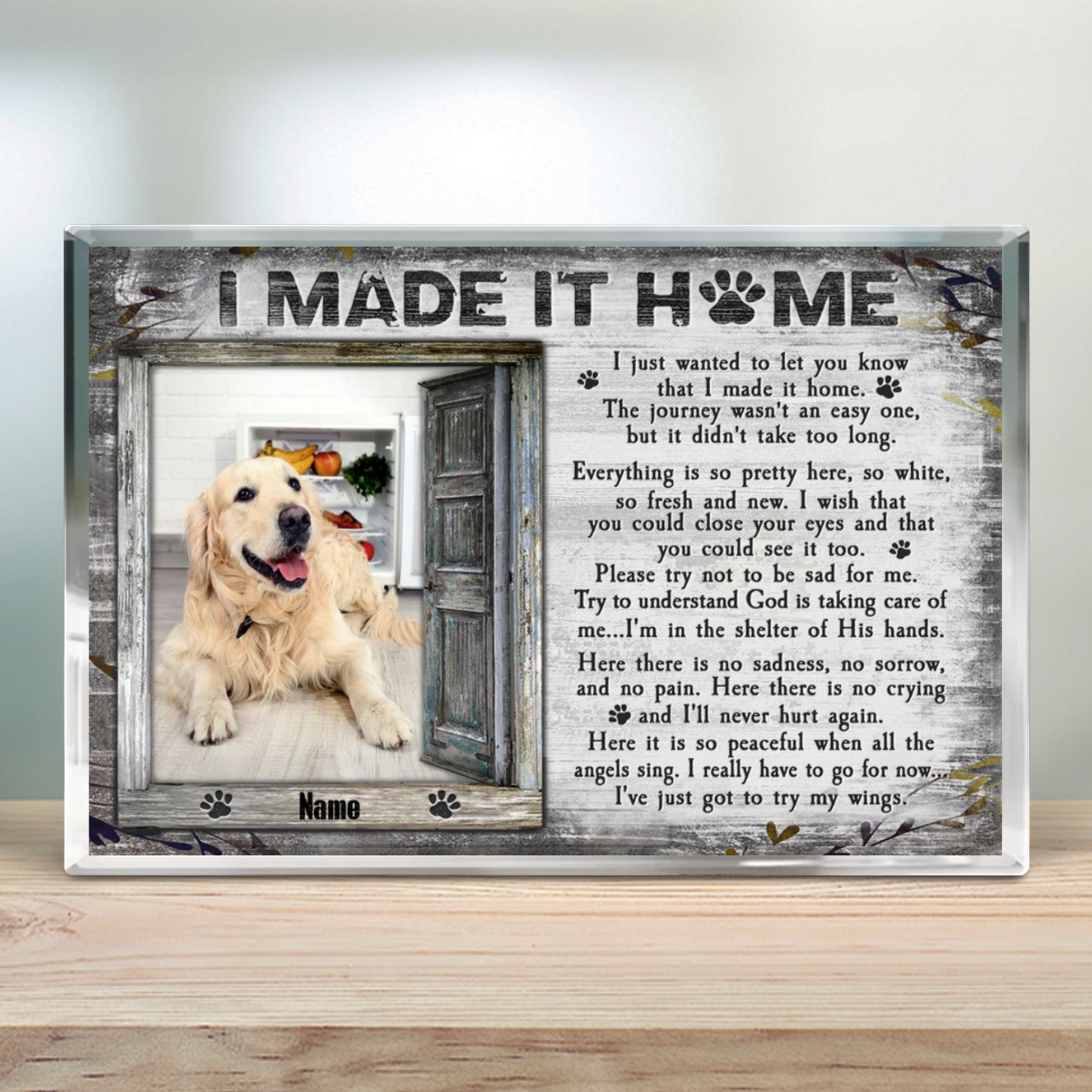 Pet Loss Gift Idea Custom Rectangle Shaped Acrylic Plaque - Oh Canvas