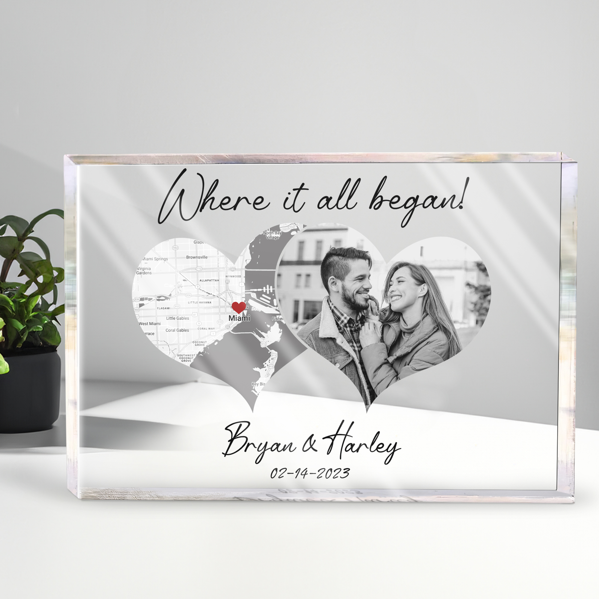 Unique Gift for Girlfriend Boyfriend Custom Map Acrylic Plaque 6x4 inches