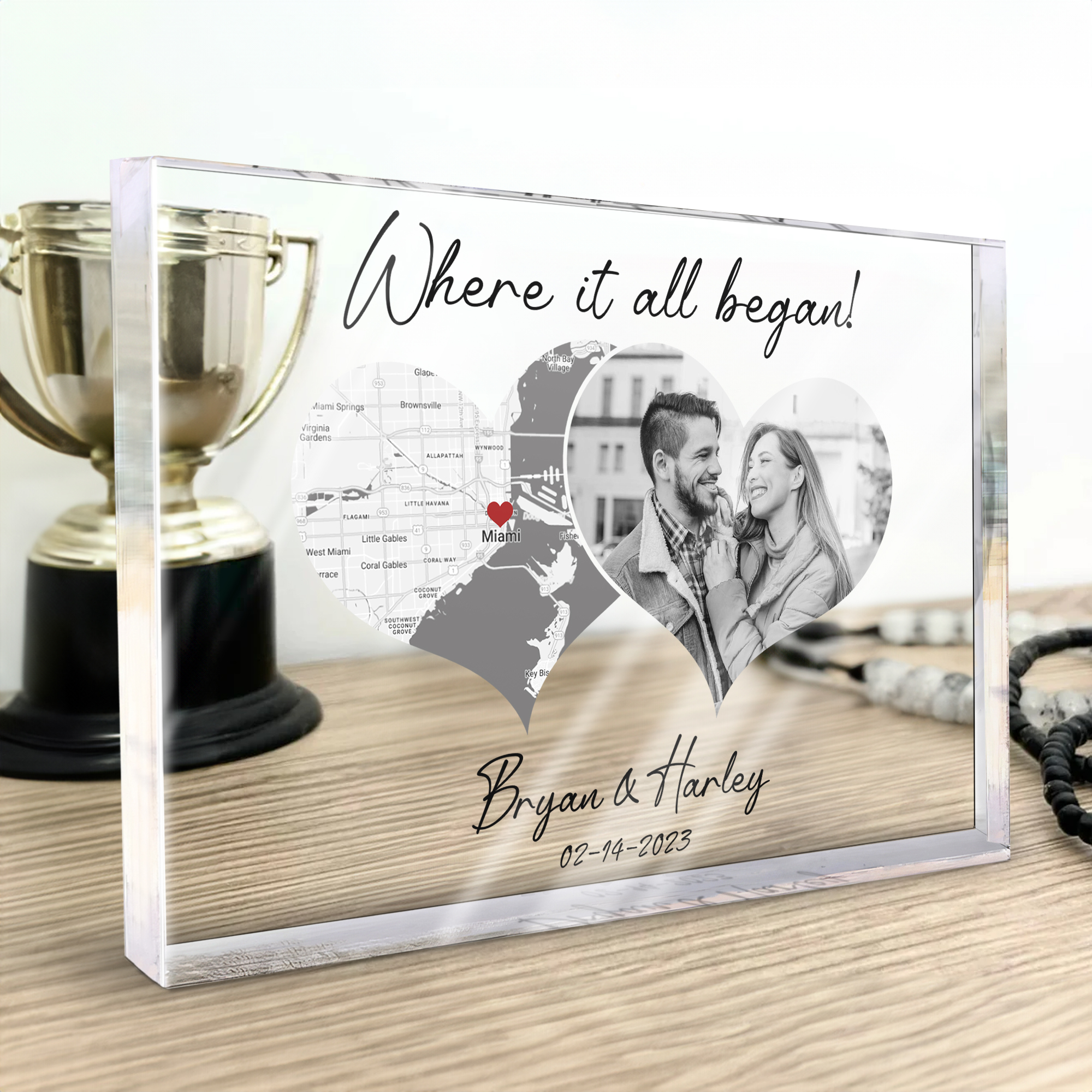 Unique Gift for Girlfriend Boyfriend Custom Map Acrylic Plaque