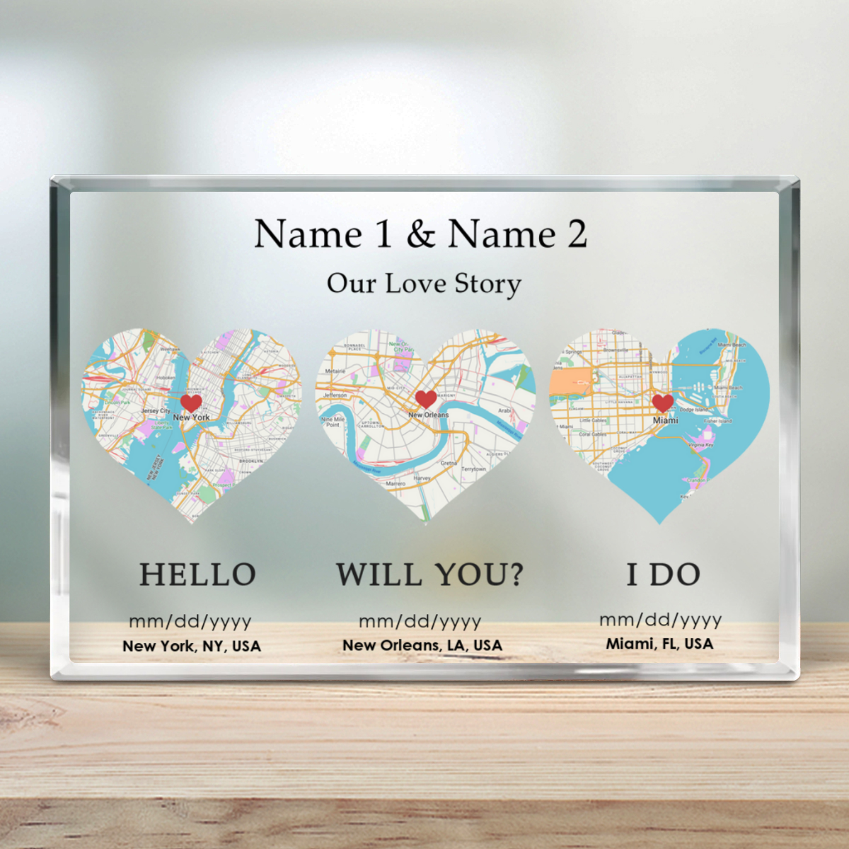 Personalized Map Our First Date Acrylic Plaque, Couple Custom Acrylic  Plaque, Anniversary Gift for Him, Valentine's Day Gift, Couple Gift 