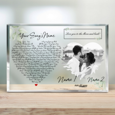Personalized Heart Shaped Song Lyrics Couple Acrylic Plaque Wedding Gift
