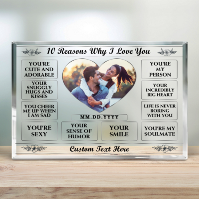Custom Photo 10 Reasons Why I Love You Couple Acrylic Plaque Gift Idea