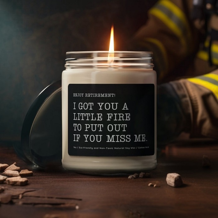 Funny Candle For Retirement - Firefighter Retirement Gifts For Him