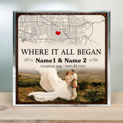 Custom Map Plaque Where It All Began Couple Wedding Anniversary Gift