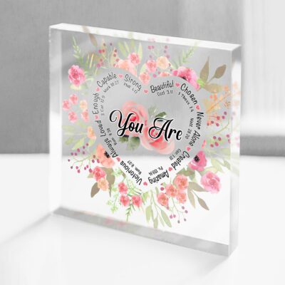 Religious Gift for Women Inspirational Gift Floral Acrylic Plaque