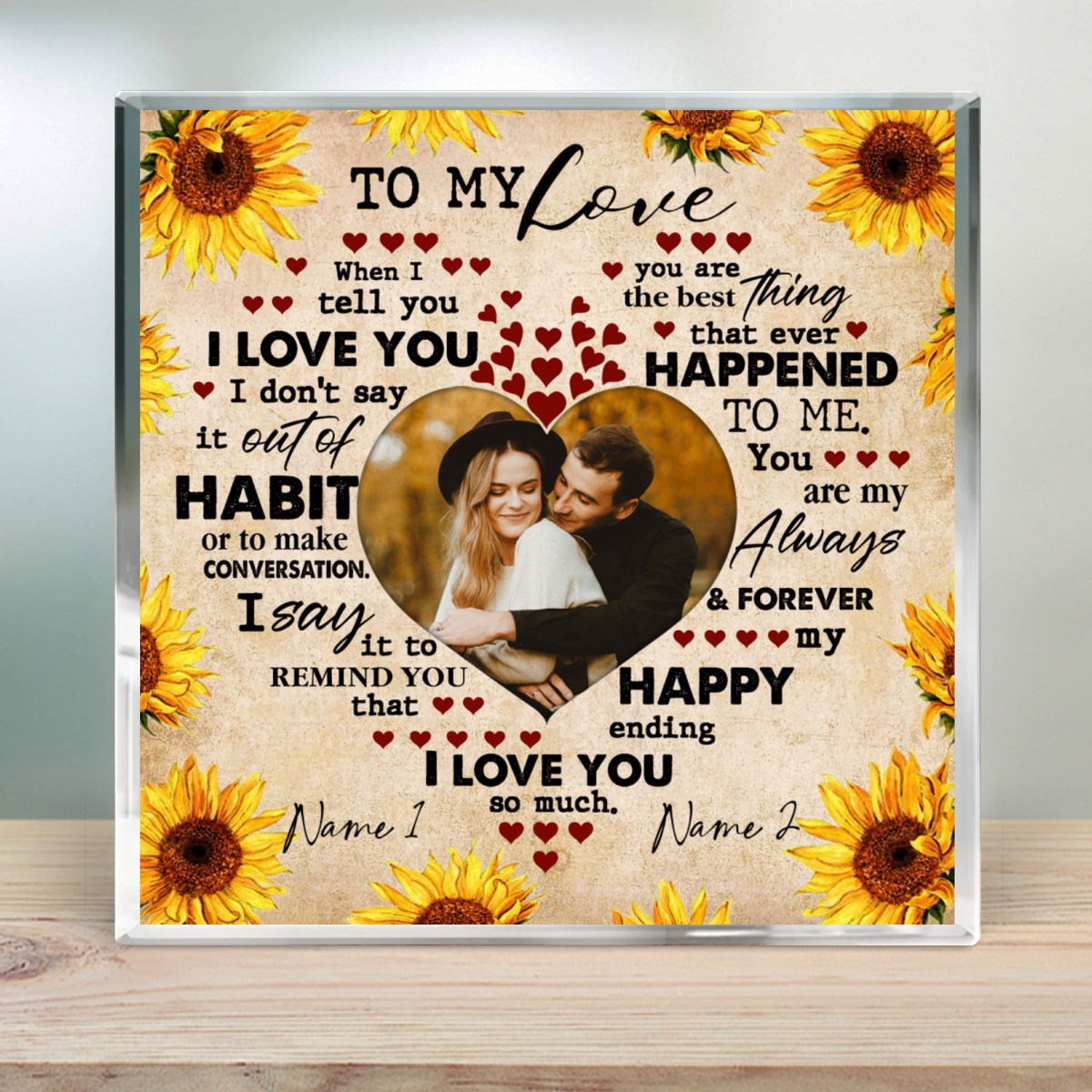 Amazing Boyfriend Red Floral Photo Anniversary Gift Custom Clear Acrylic Block