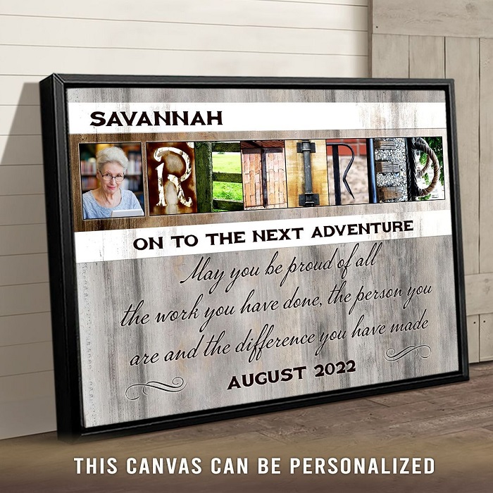 Customized Retirement Canvas Arts Are Great Engraved Retirement Gifts For Her