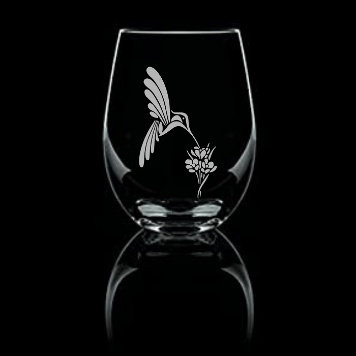 Etched Bird Wine Glasses