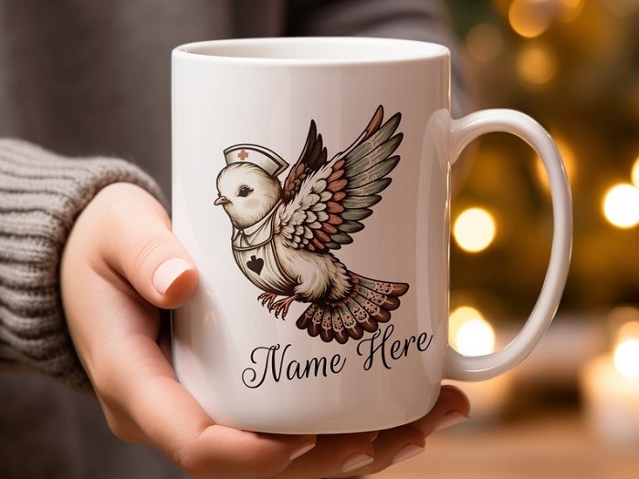 Personalized dove bird mugs as bird lover gifts for her