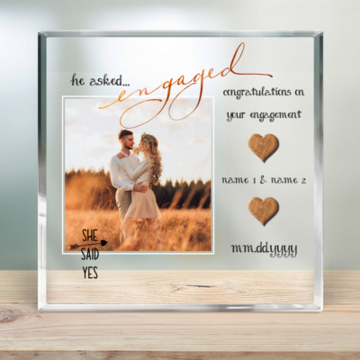 Personalized Engagement Gift For Couple Newly Engaged Acrylic Plaque