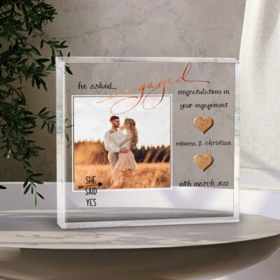 Personalized Engagement Gift For Couple Newly Engaged Acrylic Plaque