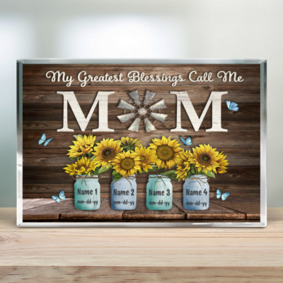 Unique Gift for Mom Birthday Mother's Day Custom Acrylic Plaque with Names