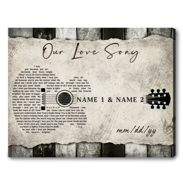 Give Custom Song Lyrics Canvas Print As Personalized Groom Gifts From Bride