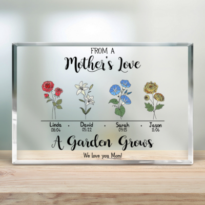 Mom Gifts from Daughter Son Custom Names Birth Flower Acrylic Plaque