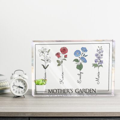 Sentimental Mom Gift Custom Names Mother Garden Acrylic Plaque