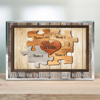 Personalized Mothers Day Gift For Mom Family Names Puzzles Acrylic Plaque