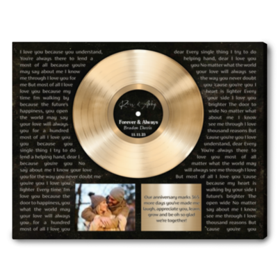 Custom Anniversary Song Lyrics Gift Vinyl Record Canvas Print
