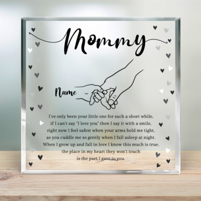 First Mothers Day Gift Personalized Mommy and Child Holding Hands Acrylic Plaque