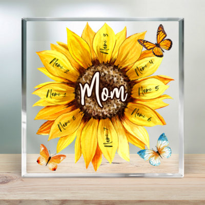 Personalized Names Acrylic Plaque Mom Sunflower Mother's Day Gift