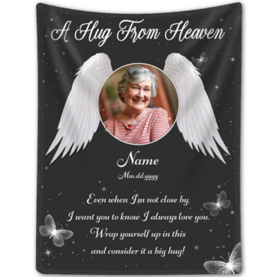 Personalized Sympathy Angel Wings Blanket In Loving Memory Gift