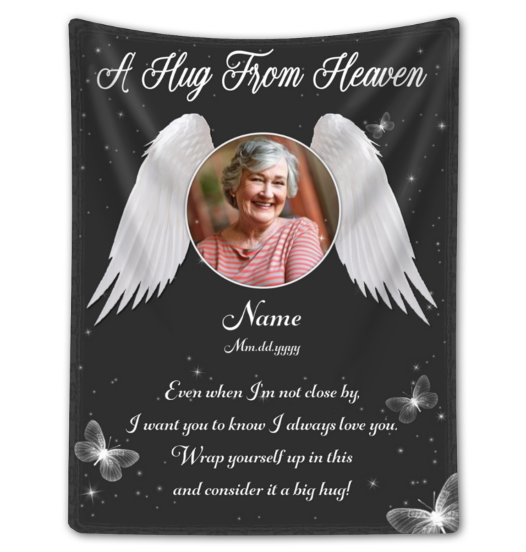 Personalized Sympathy Angel Wings Blanket In Loving Memory Gift
