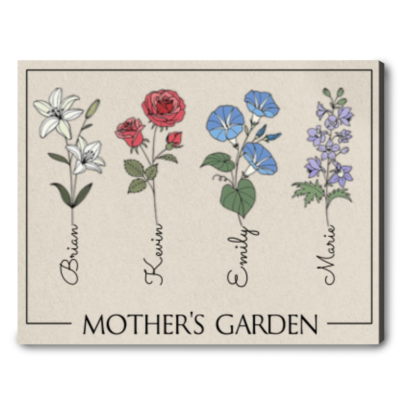 Unique Mom Gift for Mothers Day Custom Birth Flowers Canvas Print