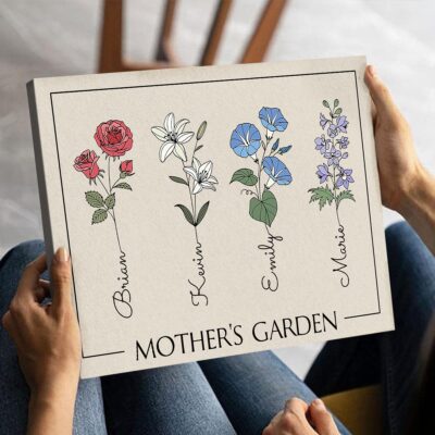 Unique Mom Gift for Mothers Day Custom Birth Flowers Canvas Print