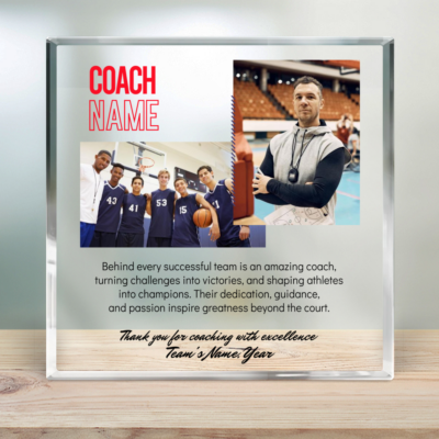 Basketball Coach Acrylic Plaque Personalized Appreciation Thank You Gift Idea