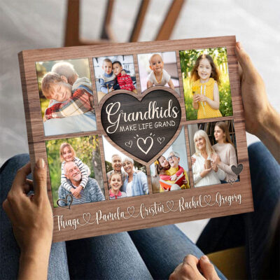 Custom Grandma Grandpa Gift Grandkids Photo Canvas Print