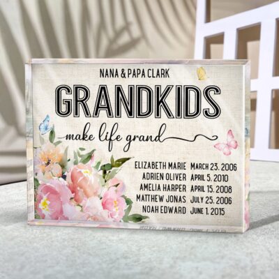 Personalized Grandparents Gift Idea Grandkids Names Acrylic Plaque