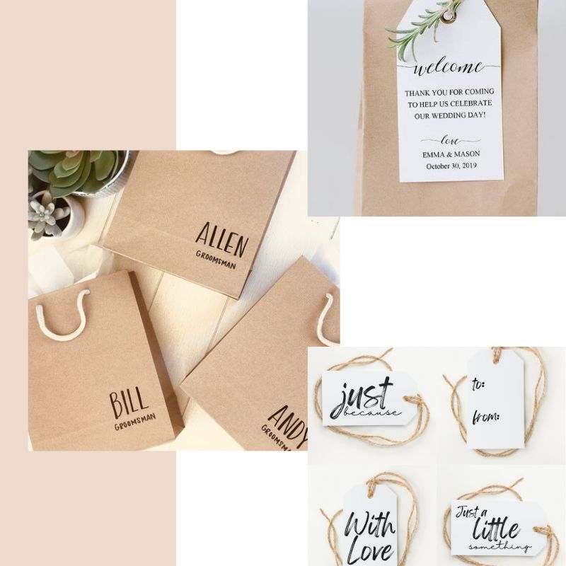 Adding a personalized touch is a key step for making gift bags.