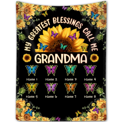 Personalized Grandma Sunflower Blanket Mothers Day Gifts