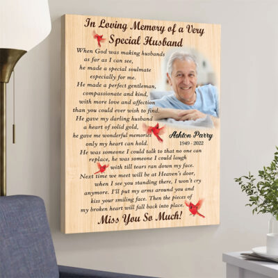 Sentimental In Loving Memory Gift Personalized Husband Memorial Canvas Print