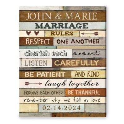 Wedding Gift for Newlyweds Marriage Rules Custom Canvas Wall Art