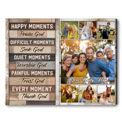 Family Photo Collage Gift Custom Photo Canvas Print