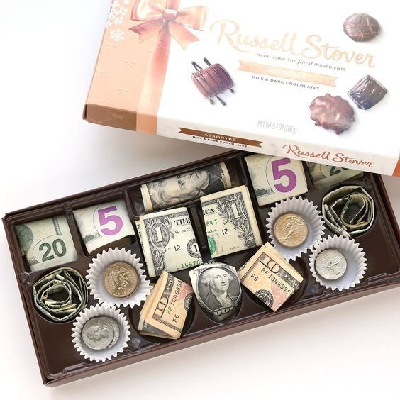 DIY chocolate box is a creative way to give money as a gift.