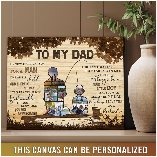 Custom 9 Photos Canvas Print For Fisherman Dad