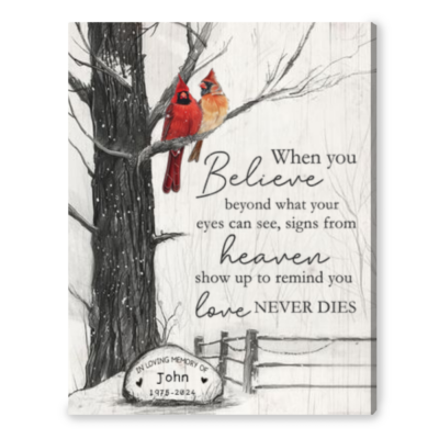 Memorial Cardinal Canvas Wall Art Personalized Sympathy Gift