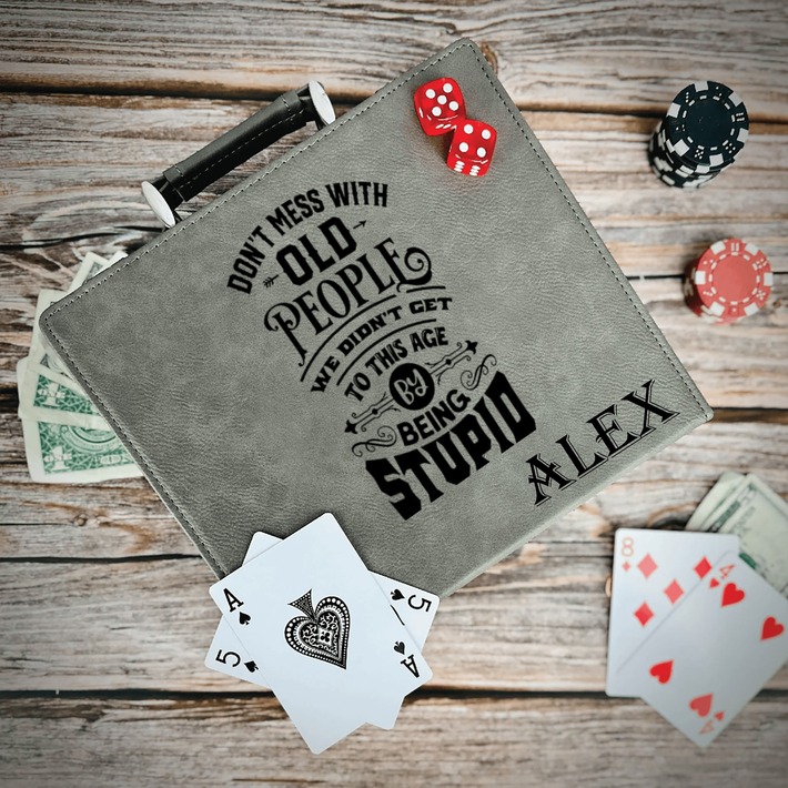 Don't Mess With Old Poker Gift Set gift ideas for older men