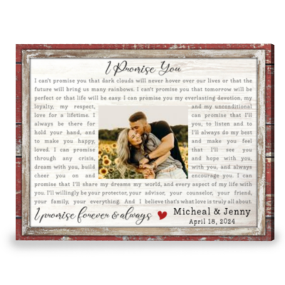 Unique Personalized Gifts for Wife Husband I Promise Canvas Wall Art