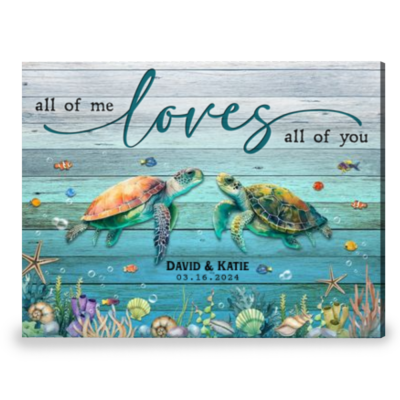 Personalized Gifts for Couples Wife Husband Sea Turltle Canvas Wall Art
