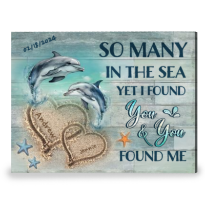 Custom Gifts for Engaged Wedding Anniversary Dolphin Canvas Wall Art