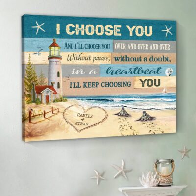 Sea Turtles Gift For Lovers Personalized Couple Names Canvas Wall Art