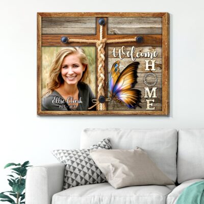 Customized Photo Sympathy Gifts Memorial Cross Canvas Wall Art