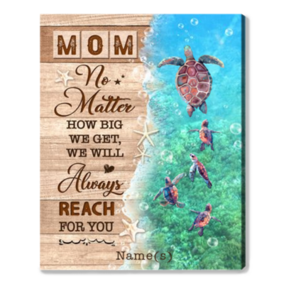 Ocean Turtles Mothers Day Gift Idea Personalized Canvas Wall Art