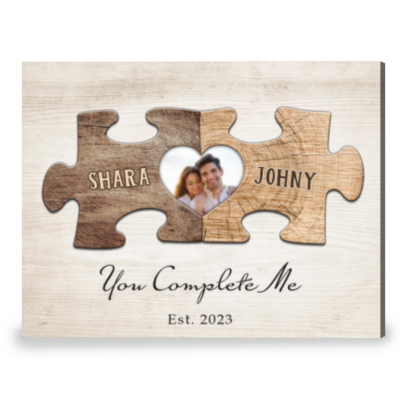 Personalized Couples Gift You Complete Me Canvas Wall Art