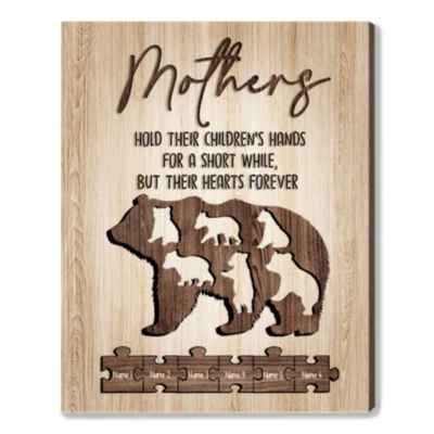 Mama Bear Mothers Day Gift Custom Names Canvas Print