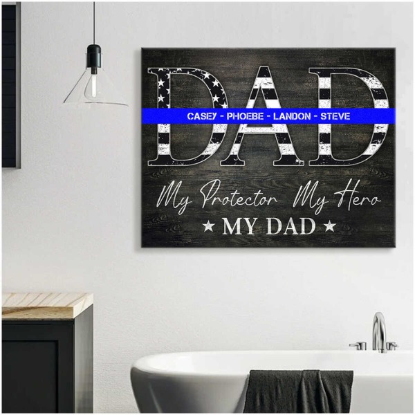 Custom Name Canvas Print For Police Officer