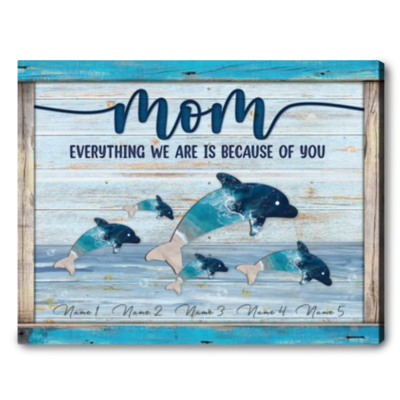 Dolphin Mothers Day Gifts For Mom Custom Canvas Wall Art